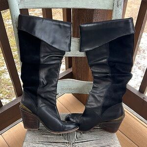 LUCkY 🍀 BRAND Ladies 7.5 Tall Black Leather/Suede Boots 👢